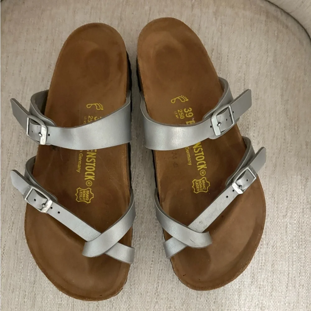 Birkenstock Mayari Silver Sandals Size 39 - Picture 2 of 5